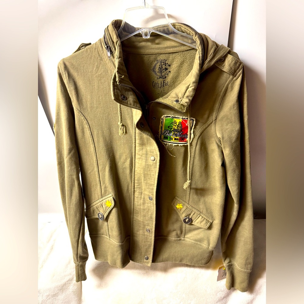 BOB MARLEY Wailers Catch A Fire One Love Smile Women’s Size Large Zip Up Hoodie